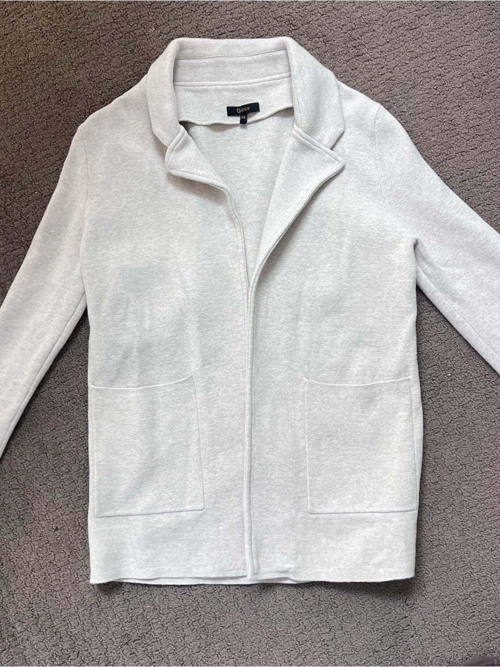 Quince Light Gray Open-Front Women's Cardigan